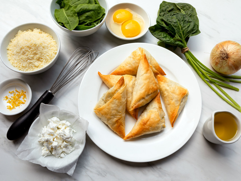 Spanakopita Triangles (Spinach Sorrel + Cheese Pies)