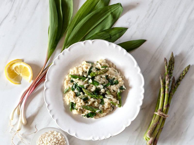 Wild Ramp Risotto with Spring Asparagus