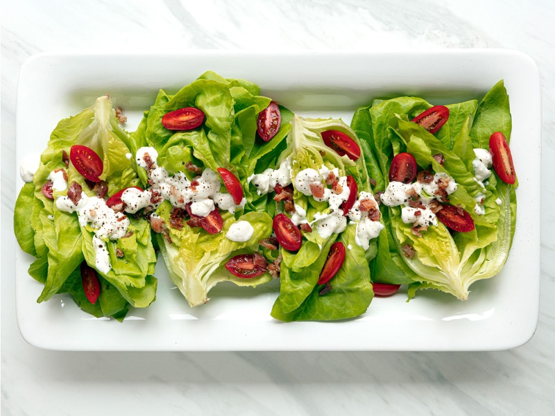 Tender Wedge Salad with Homemade Blue Cheese Dressing