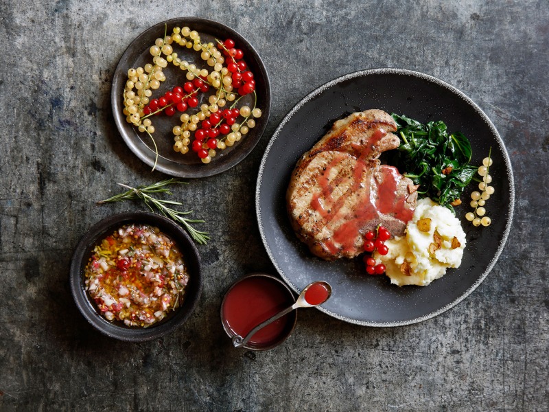 Grilled Pork Chops with Fresh Currant Marinade & Sauce