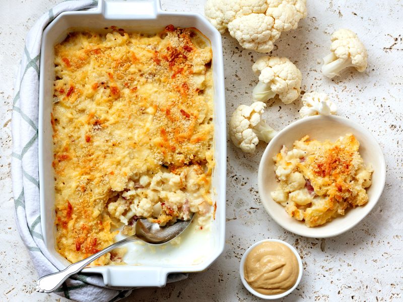 Cauliflower Bacon + PepperJack Gratin