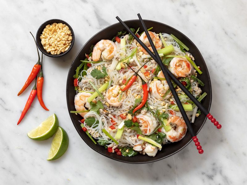 Thai Glass Noodles, Shrimp + Veggies