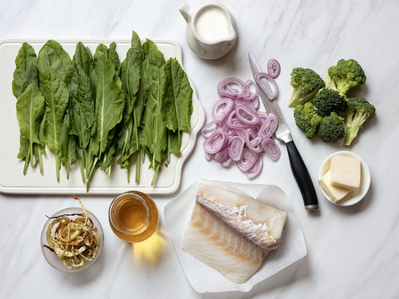 Wild Caught Alaskan Cod with Fresh Sorrel Sauce
