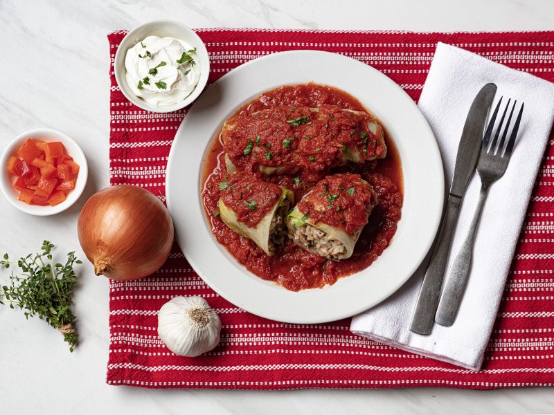 Stuffed Cabbage Rolls with Ground Turkey & Rice