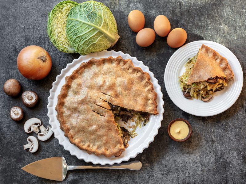 Russian Vegetable Pie with Whole Wheat & Nut Flour Crust